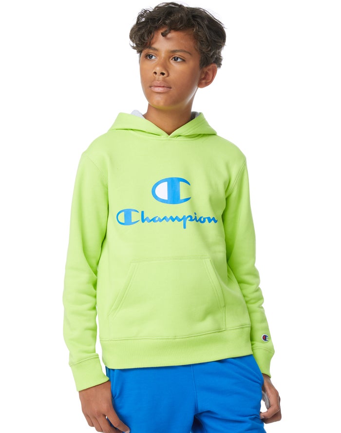 Champion Fleece C + Script Logos - Poikien Vihreä Huppari - Suomi 4071386-EX